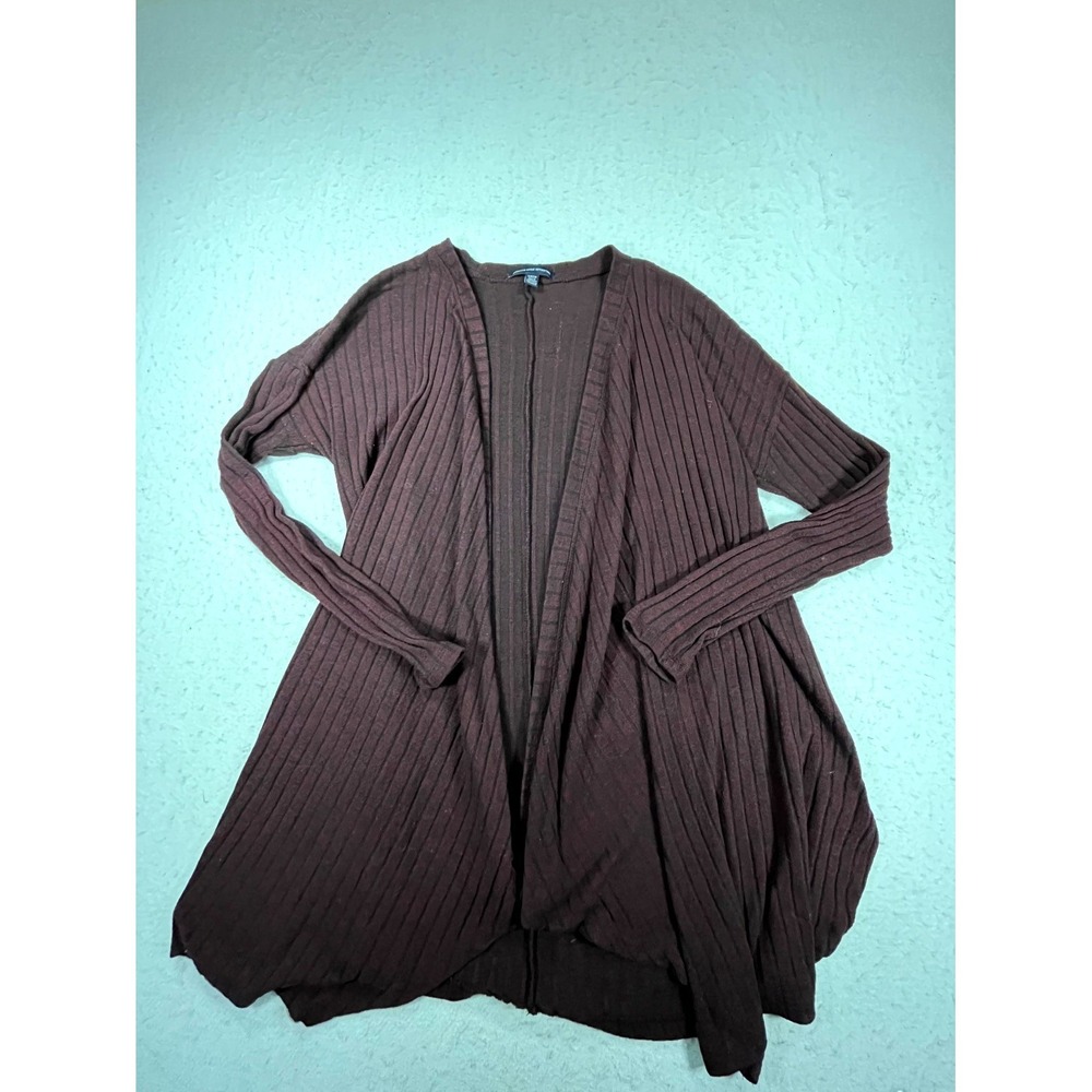 American Eagle Outfitters Duster Cardigan Womens Small Wine Ribbed Open Front